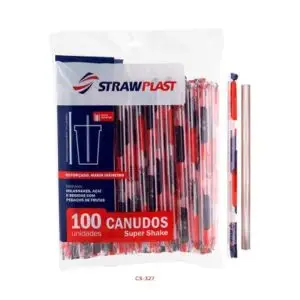 Canudo plástico Super Shake Strawplast CS-327 caixa com 1500 unidades