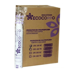 Copo descartável Ecocoppo 180ml em polipropileno caixa com 2500 unidades