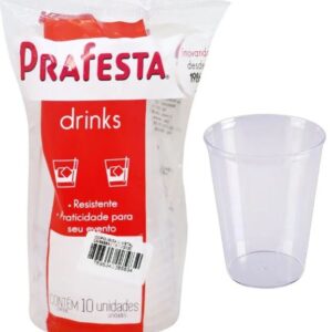 Copo plástico cristal 200ml Ibiza Prafesta pacote com 10 unidades