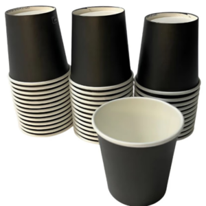 Copo de papel preto Biopaper 180ml pacote com 25 unidades caixa com 1200 unidades