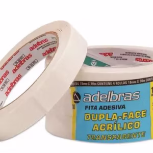 Fita dupla face Adelbras 12mm x 30m para fixação de materiais leves