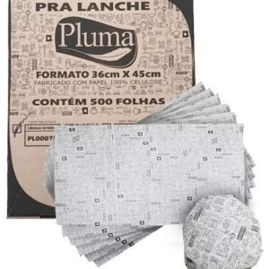 Papel para Lanche 36x45cm Impresso com Película Pluma – Caixa com 500 Folhas